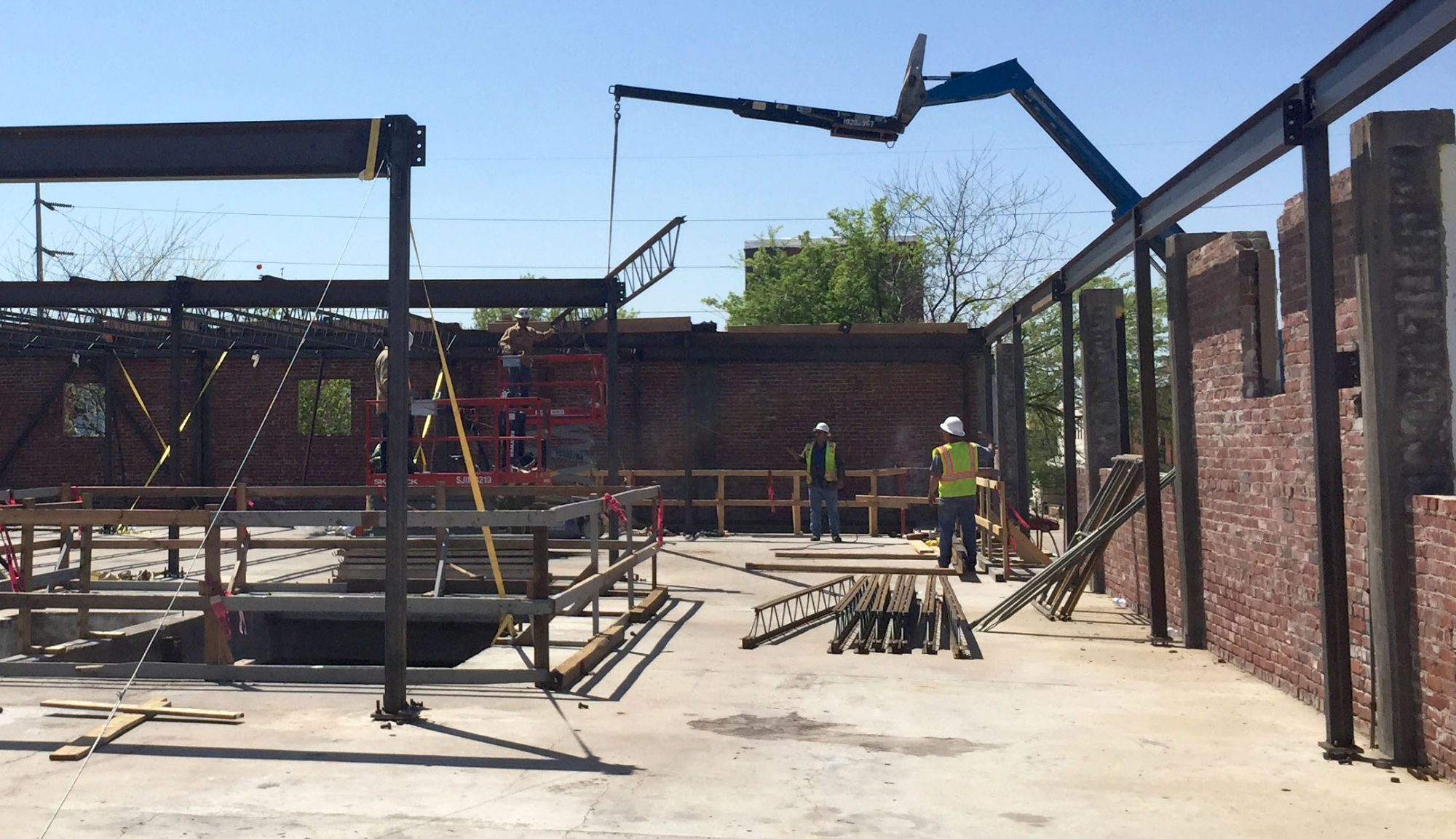 structural steel installation in Gates Hardware historic renovation tulsa oklahoma